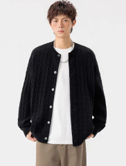 customized Men’s Cable Knit Button-Up Cardigan Sweater – Lightweight Casual Layer