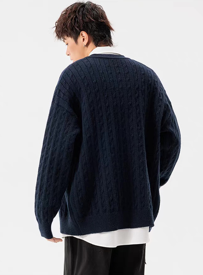 customized Men’s Cable Knit Button-Up Cardigan Sweater – Lightweight Casual Layer