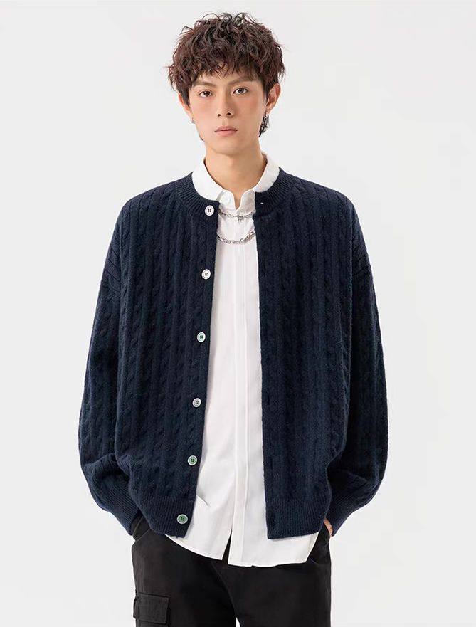 customized Men’s Cable Knit Button-Up Cardigan Sweater – Lightweight Casual Layer