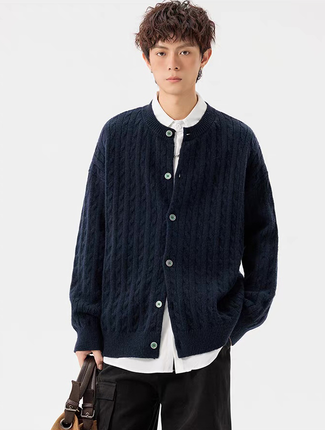 customized Men’s Cable Knit Button-Up Cardigan Sweater – Lightweight Casual Layer