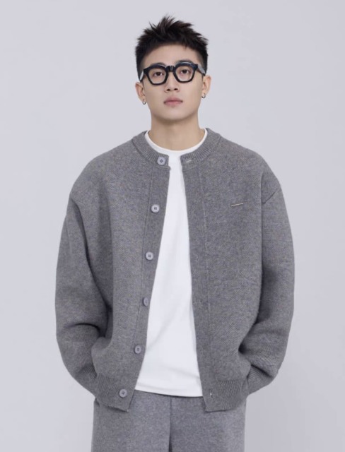 Factory Direct Men’s Minimalist Knit Button-Up Cardigan Jacket – Soft Textured Casual Sweater