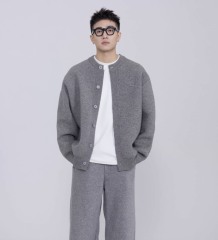 Factory Direct Men’s Minimalist Knit Button-Up Cardigan Jacket – Soft Textured Casual Sweater