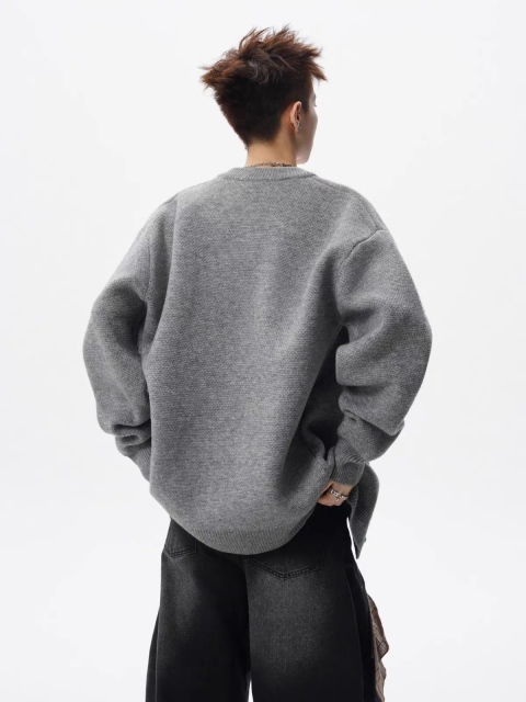 ODM OEM Men’s Textured Knit Button-Up Cardigan Sweater with Contrast Buttons – Casual Oversized Fit