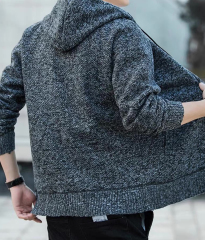 Made-to-order Men’s Textured Knit Zip-Up Hoodie Cardigan – Casual Lightweight Hooded Sweater Jacket