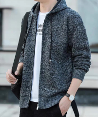 Made-to-order Men’s Textured Knit Zip-Up Hoodie Cardigan – Casual Lightweight Hooded Sweater Jacket
