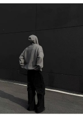 Personalized  Men’s Knit Pullover Hoodie with Button Placket – Oversized Casual Hooded Sweater