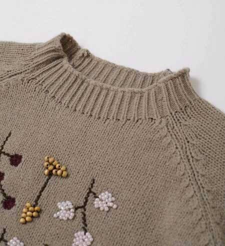 Wholesale Embroidered Floral Knit Sweater – Vintage Botanical Pullover for Women