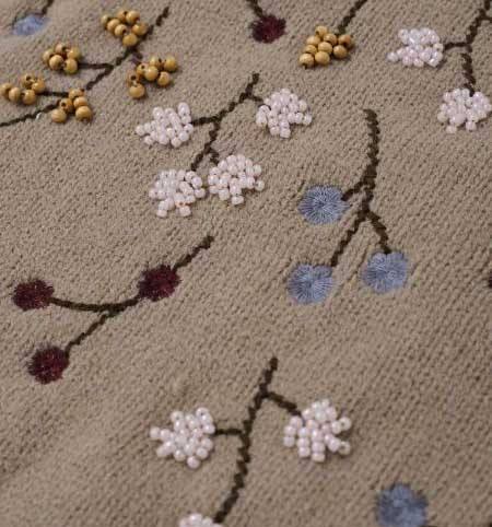 Wholesale Embroidered Floral Knit Sweater – Vintage Botanical Pullover for Women