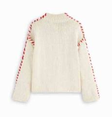 Factory Direct Letter Embroidered Contrast Stitch Knit Sweater – Casual Oversized Pullover for Women