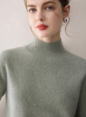 Made-to-order Women's Soft-Touch Mock Neck Knit Sweater - Light Gray