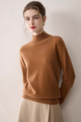 Made-to-order Women's Soft-Touch Mock Neck Knit Sweater - Light Gray