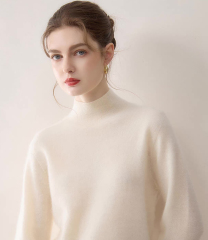 Made-to-order Women's Soft-Touch Mock Neck Knit Sweater - Light Gray