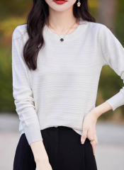 Personalized  Women's Lightweight Ribbed Knit Pullover Sweater - Soft White