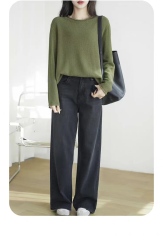 Wholesale Women's Black Textured Knit Crew Neck Sweater