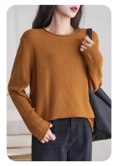 Wholesale Women's Black Textured Knit Crew Neck Sweater