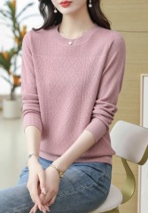 Factory Direct Women's Lavender Diamond Knit Sweater | Elegant Crew Neck Long Sleeve Pullover