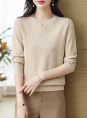 Factory Direct Women's Lavender Diamond Knit Sweater | Elegant Crew Neck Long Sleeve Pullover