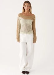 Made-to-order Women’s Ombre Open-Knit Off-Shoulder Sweater
