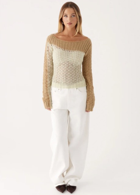 Made-to-order Women’s Ombre Open-Knit Off-Shoulder Sweater