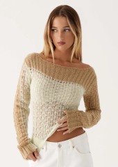 Made-to-order Women’s Ombre Open-Knit Off-Shoulder Sweater