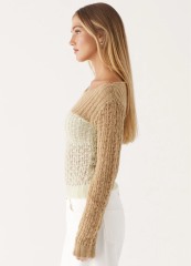 Made-to-order Women’s Ombre Open-Knit Off-Shoulder Sweater