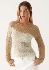 Made-to-order Women’s Ombre Open-Knit Off-Shoulder Sweater
