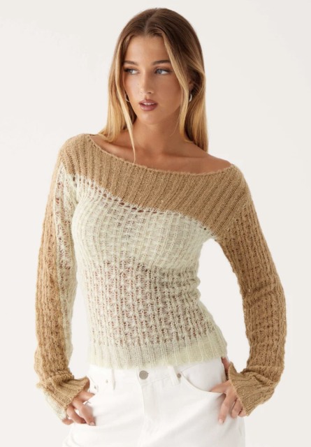 Made-to-order Women’s Ombre Open-Knit Off-Shoulder Sweater