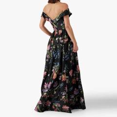 ODM OEM Women’s Off-Shoulder Floral Maxi Dress – Elegant Backless A-Line Evening Gown