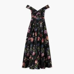 ODM OEM Women’s Off-Shoulder Floral Maxi Dress – Elegant Backless A-Line Evening Gown