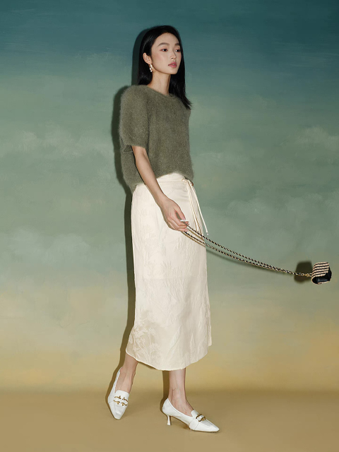 Made-to-order Women’s Soft Fuzzy Knit Short Sleeve Sweater – Elegant Minimalist Pullover Top