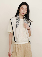 Made-to-order Women’s Soft Fuzzy Knit Short Sleeve Sweater – Elegant Minimalist Pullover Top