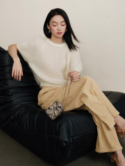 Made-to-order Women’s Soft Fuzzy Knit Short Sleeve Sweater – Elegant Minimalist Pullover Top