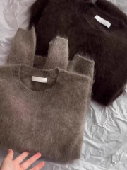 customized Women’s Premium Fuzzy Knit Sweater – Soft Crew Neck Minimalist Warm Pullover