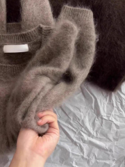 customized Women’s Premium Fuzzy Knit Sweater – Soft Crew Neck Minimalist Warm Pullover