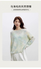 Factory Direct Women’s Pastel Embroidered Fuzzy Knit Sweater – Soft Loose Fit Artistic Lightweight Pullover