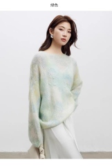 Factory Direct Women’s Pastel Embroidered Fuzzy Knit Sweater – Soft Loose Fit Artistic Lightweight Pullover