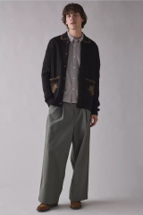 Wholesale Men’s Black Embroidered Knit Cardigan with Button Front