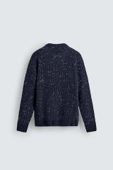 Factory Direct Men’s Navy Blue Speckled Knit Sweater with Crew Neck