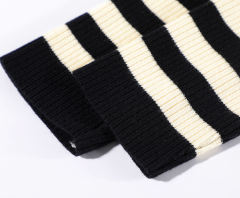 ODM OEM Women’s Black & White Striped Hooded Knit Dress