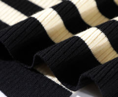 ODM OEM Women’s Black & White Striped Hooded Knit Dress
