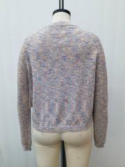 Made-to-order Women’s Multicolor Knit Crew Neck Sweater with Textured Sleeves