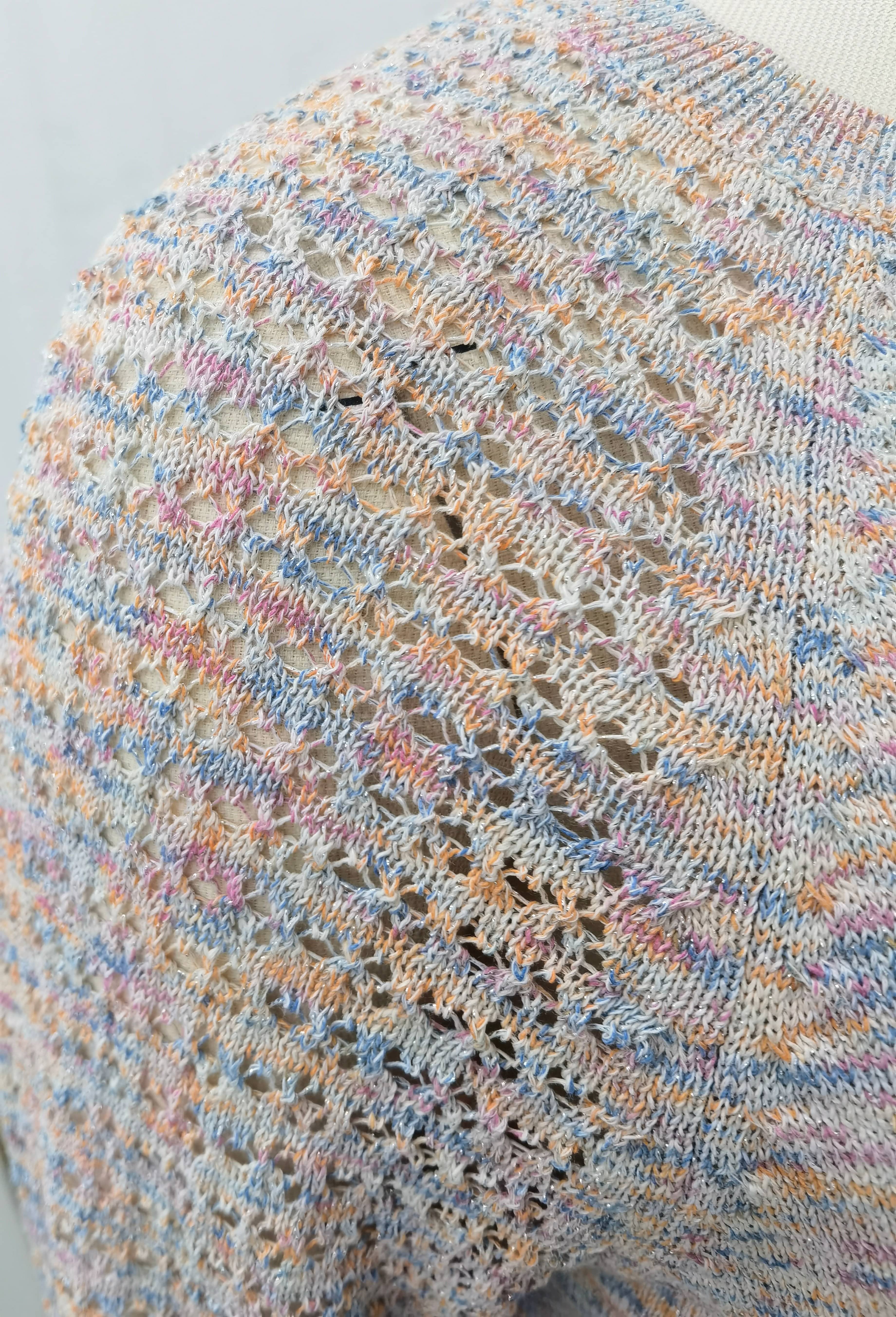 Made-to-order Women’s Multicolor Knit Crew Neck Sweater with Textured Sleeves