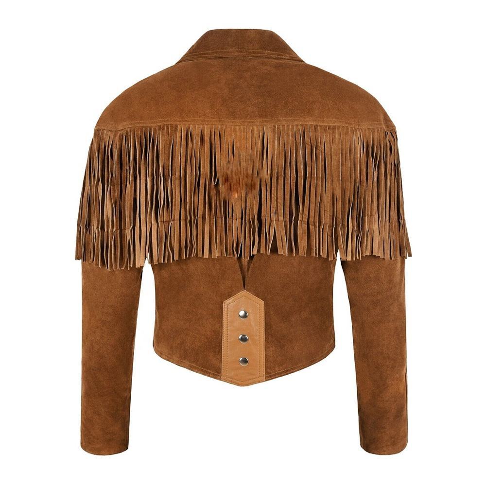 Factory Direct Women’s s Cropped Suede Fringe Western Jacket | Vintage Cowgirl Tassel Coat