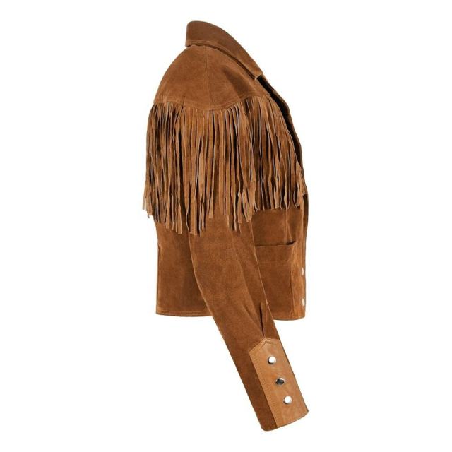Factory Direct Women’s s Cropped Suede Fringe Western Jacket | Vintage Cowgirl Tassel Coat