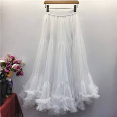 Factory Direct Women’s Cream Tulle Tiered Maxi Skirt | Romantic Ruffle A-Line Mesh Skirt