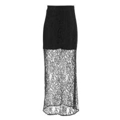 Factory Direct  Women’s Black Sheer Lace Maxi Skirt | Elegant High Waist Floral Lace Skirt