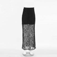Factory Direct  Women’s Black Sheer Lace Maxi Skirt | Elegant High Waist Floral Lace Skirt