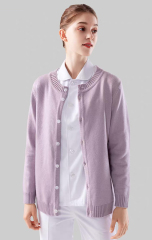 ODM OEM Women’s Contrast Trim V-Neck Knit Cardigan