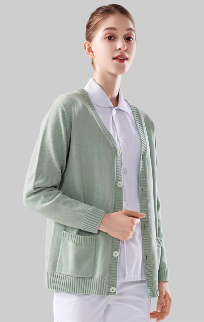 ODM OEM Women’s Contrast Trim V-Neck Knit Cardigan