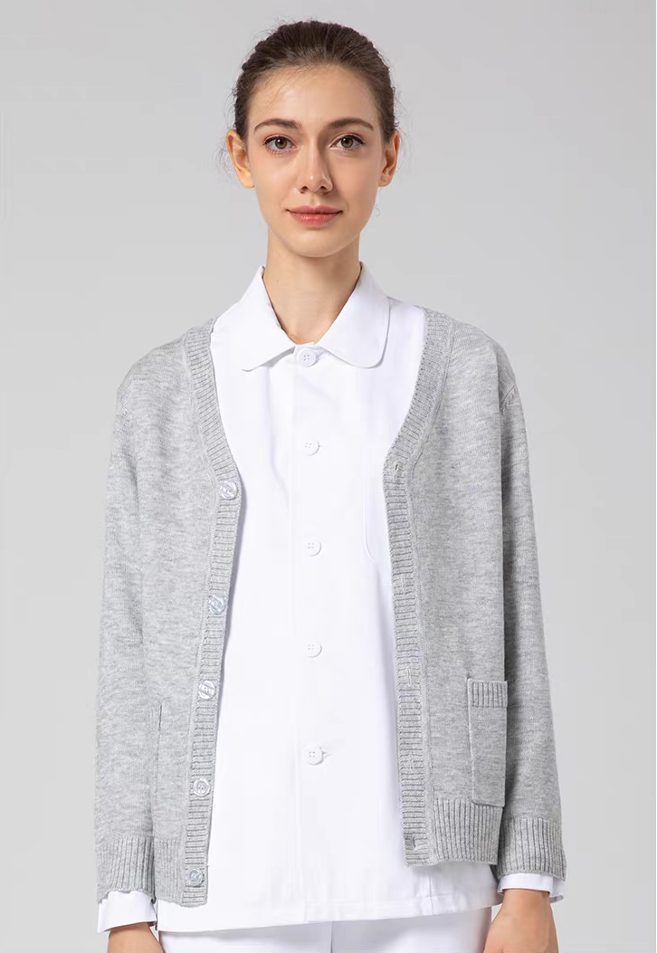 ODM OEM Women’s Contrast Trim V-Neck Knit Cardigan